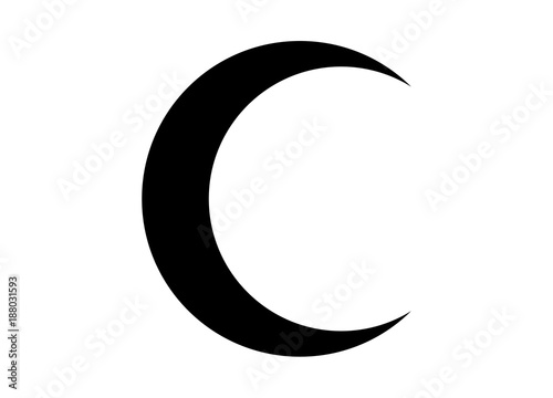 Vászonkép Crescent moon black icon
