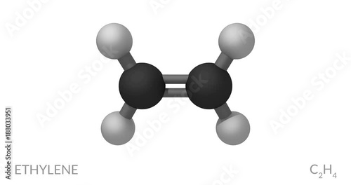 Ethylene molecule, rotating seamless loop, 3d animation, 4k 30fps photo