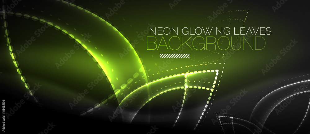 Neon leaf background, green energy concept Neon leaf background, green energy concept