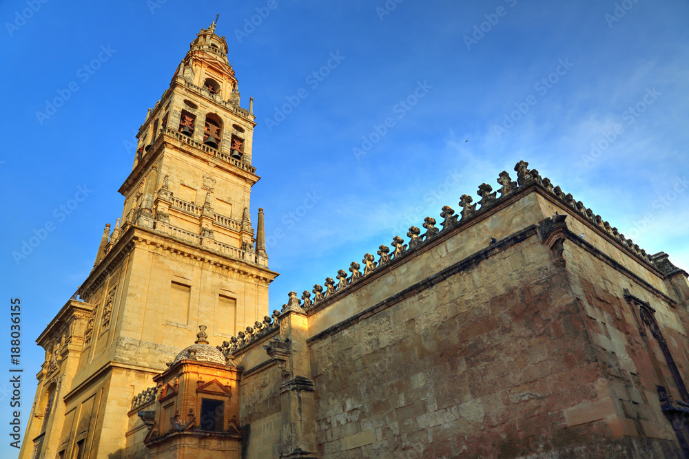 Mezquita Cathedral of Cordoba on a bright sunny day