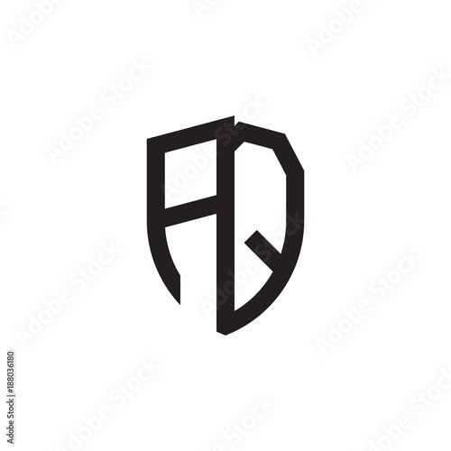 Initial letters line shield shape logo