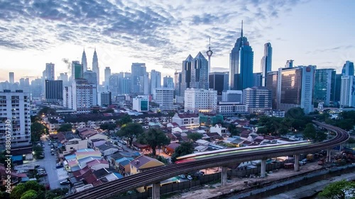 KUALA LUMPUR - DECEMBER 31: A beautiful panning down view of Kuala Lumpur Cityscape on December 31, 2017 in Kuala Lumpur.