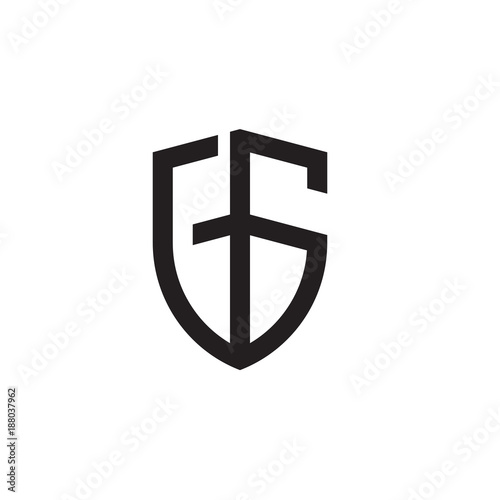 Initial letters shield shape logo