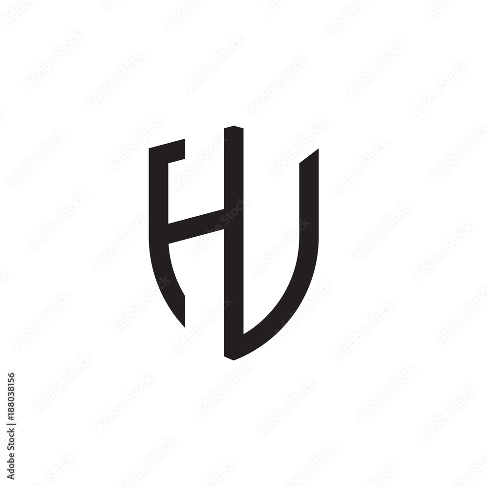 Initial letters line shield shape logo Initial letters line shield shape logo