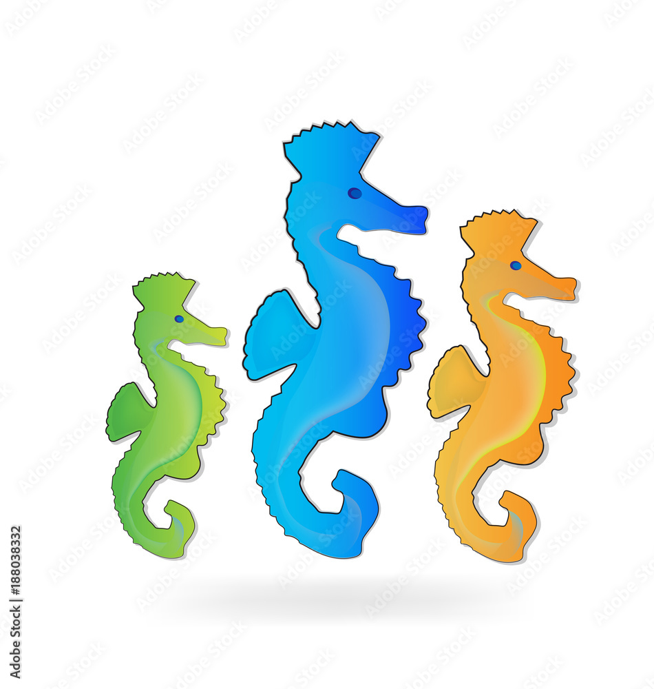 Fototapeta premium Horse-fish community group vector icon