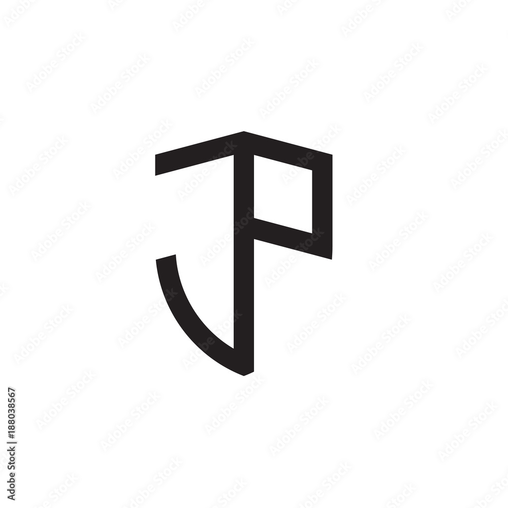 Initial letters line shield shape logo Initial letters line shield shape logo