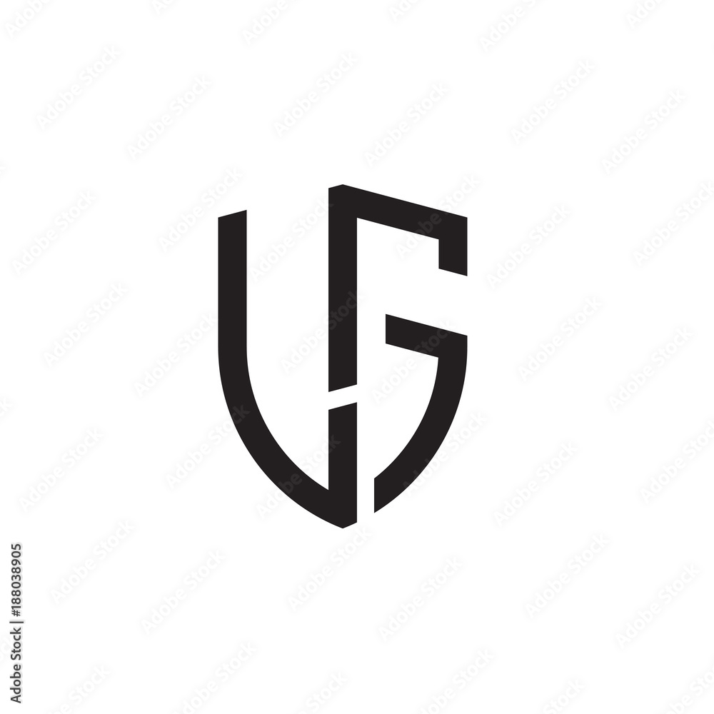 Initial letters line shield shape logo Initial letters line shield shape logo