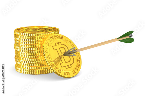 coin bitcoin and arrow on w...