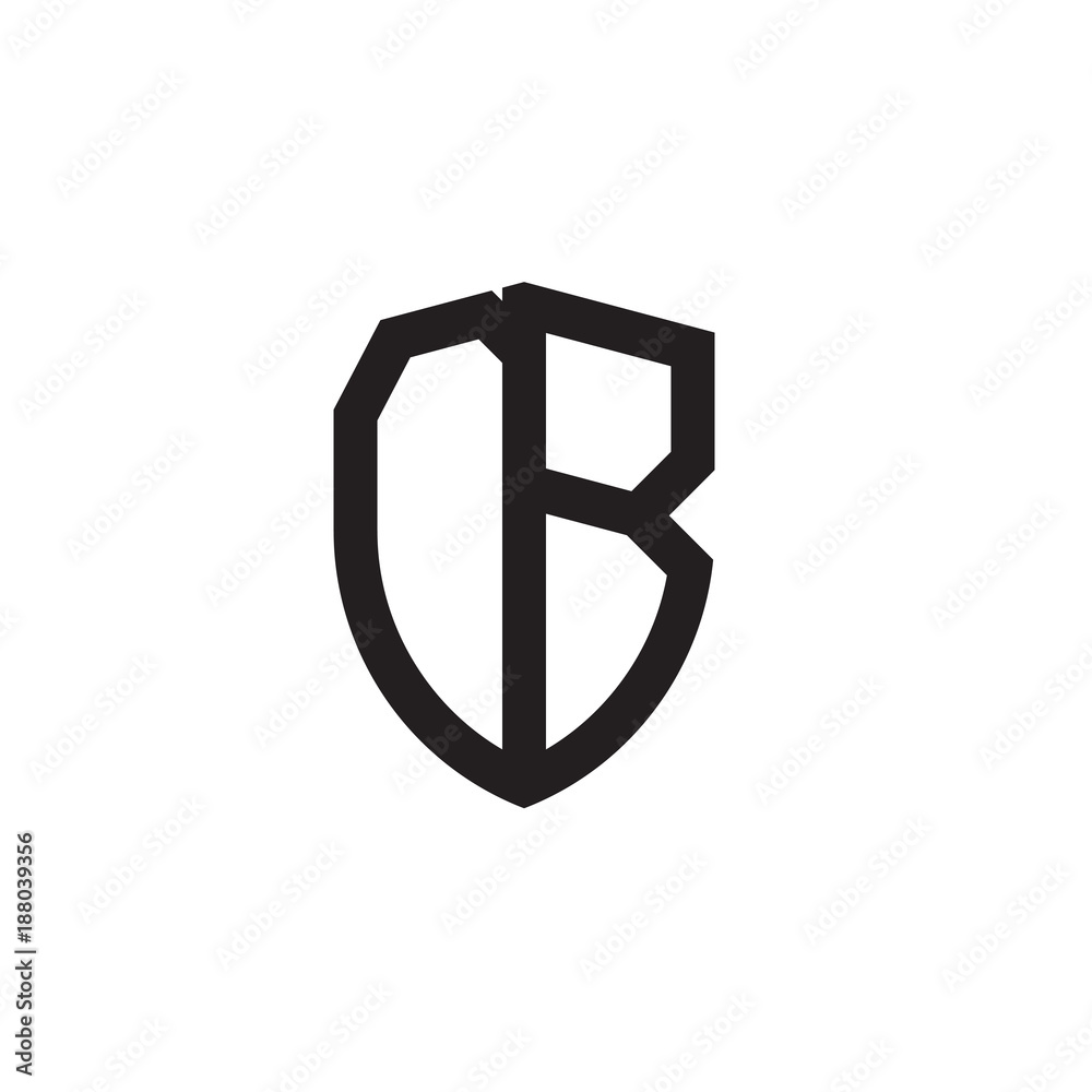 Initial letters line shield shape logo Initial letters line shield shape logo