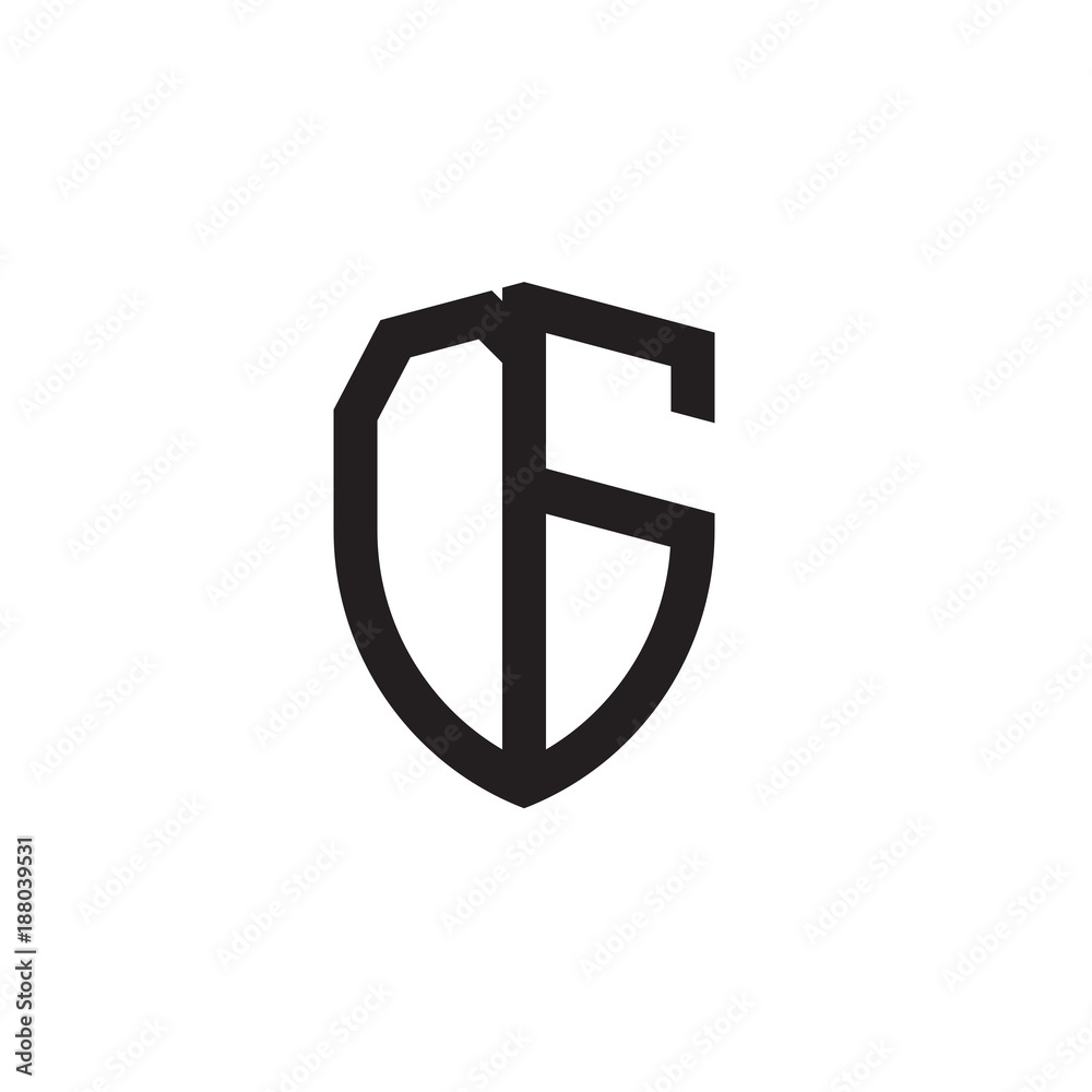 Initial letters line shield shape logo Initial letters line shield shape logo