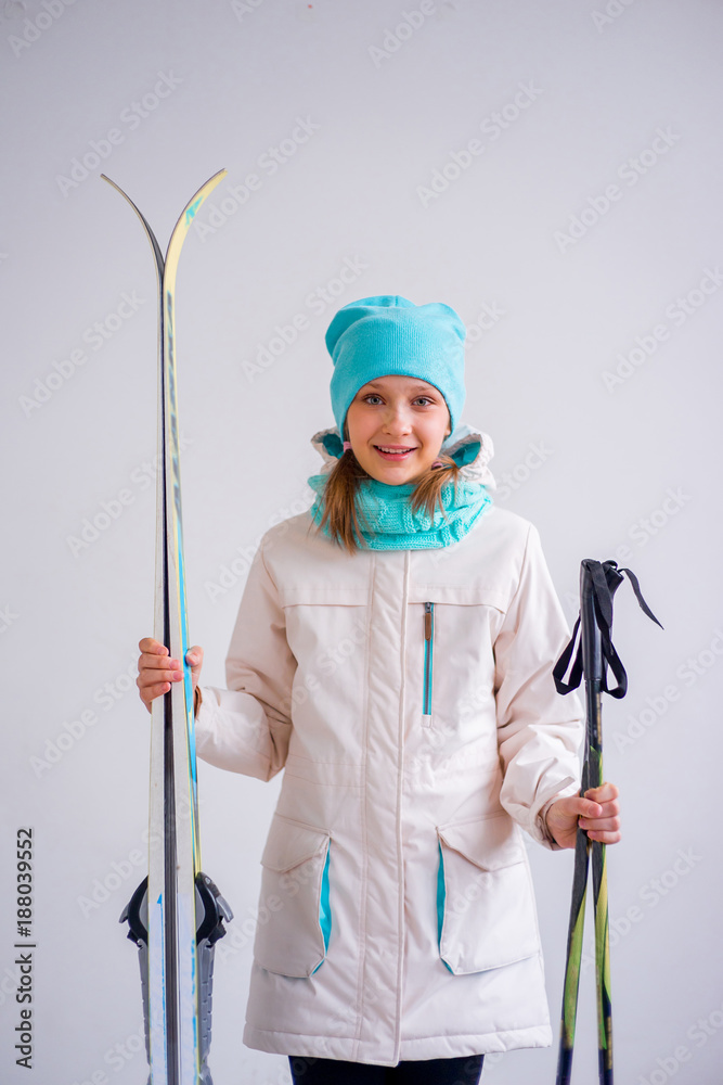 Teen girl skiing Teen girl skiing