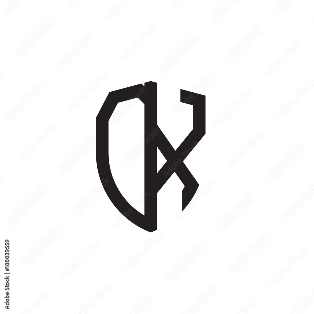 Initial letters line shield shape logo Initial letters line shield shape logo