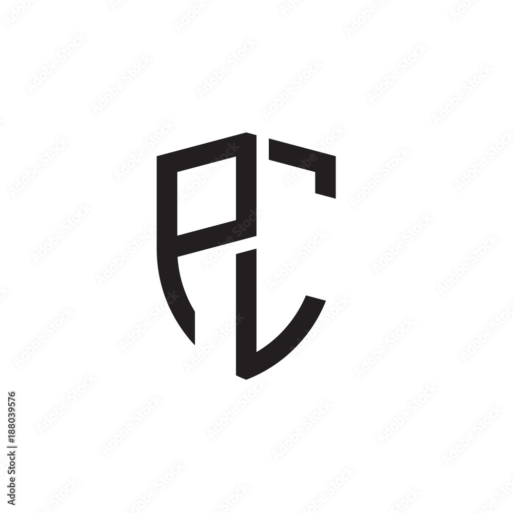 Initial letters line shield shape logo Initial letters line shield shape logo