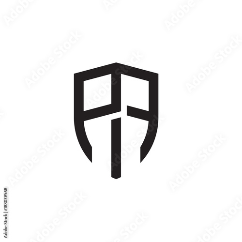 Initial letters line shield shape logo