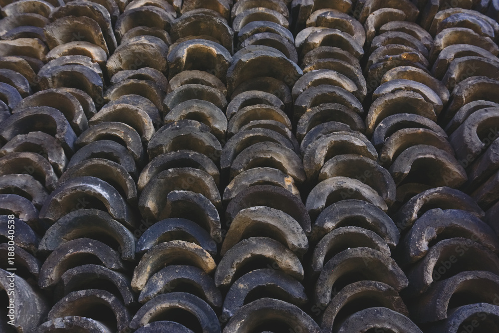  stack of traditional roof tiles   