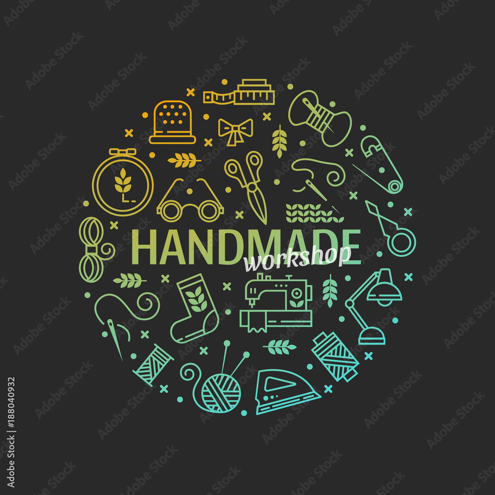 Naklejka premium Vector Hand made icons set