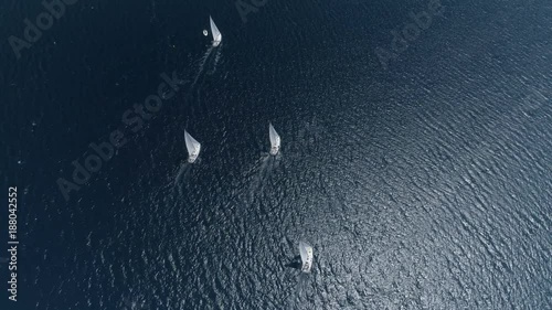 aerial view sailing yachts