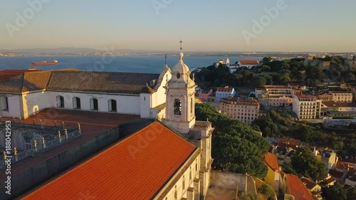 Wallpaper Mural Lisbon Portugal sunny cityscape city centre view aerial panorama 4k drone high Torontodigital.ca