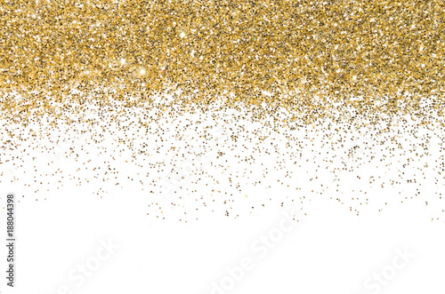Gold border Sequins Golden shine Powder. Glitter. Shining background.