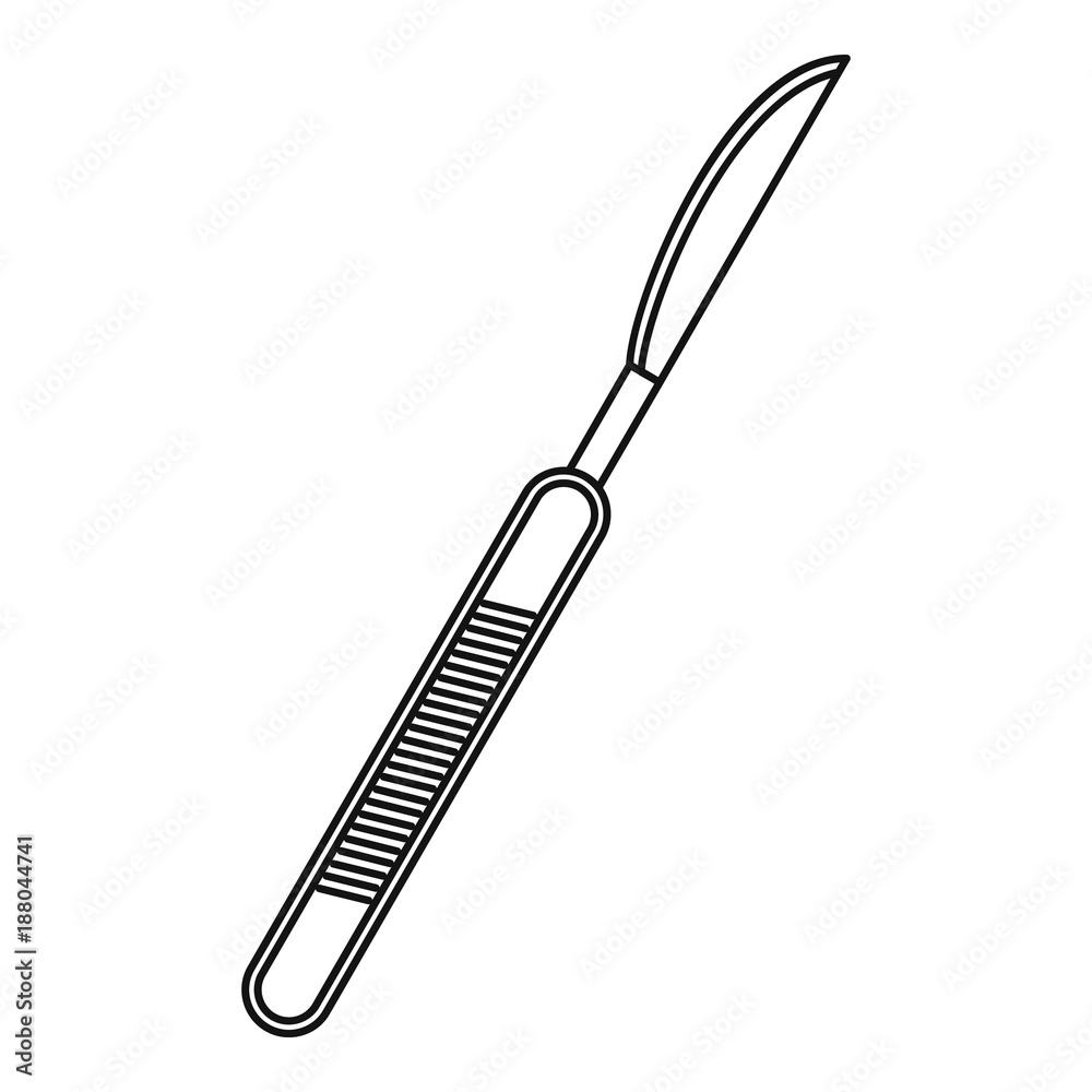 Stainless medical scalpel icon, outline style Stainless medical scalpel icon, outline style