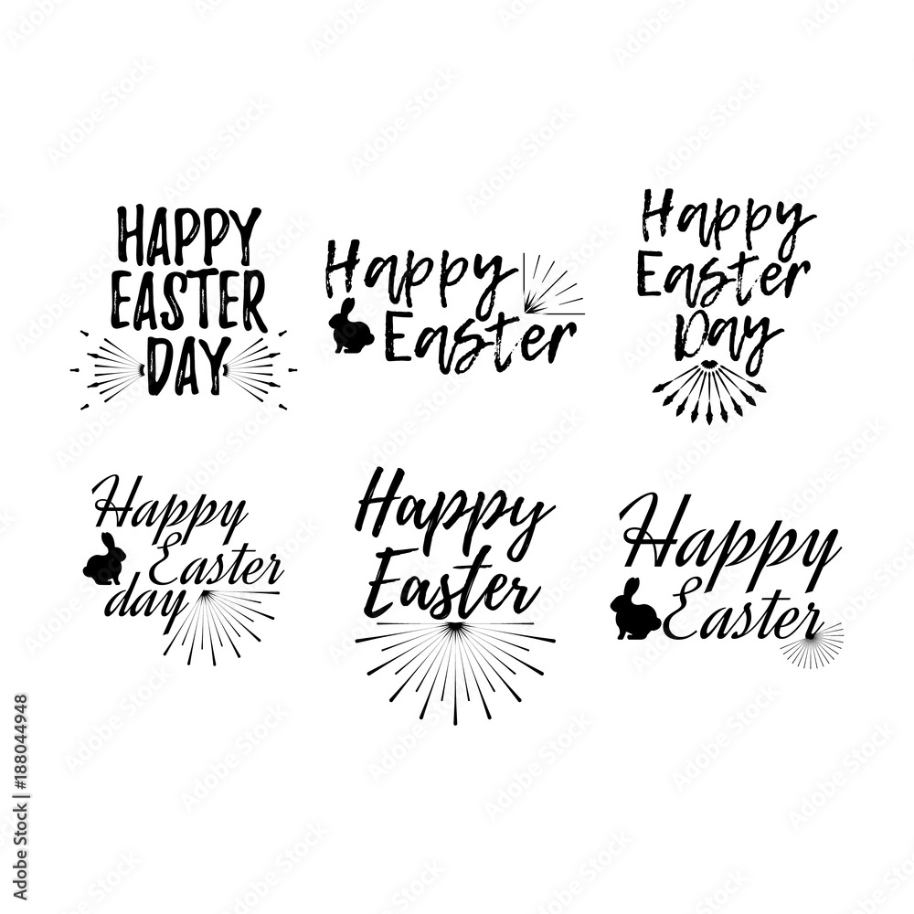 Set of Easter label. Font with Brush. Easter day badges. Vector illustration icon Set of Easter label. Font with Brush. Easter day badges. Vector illustration icon