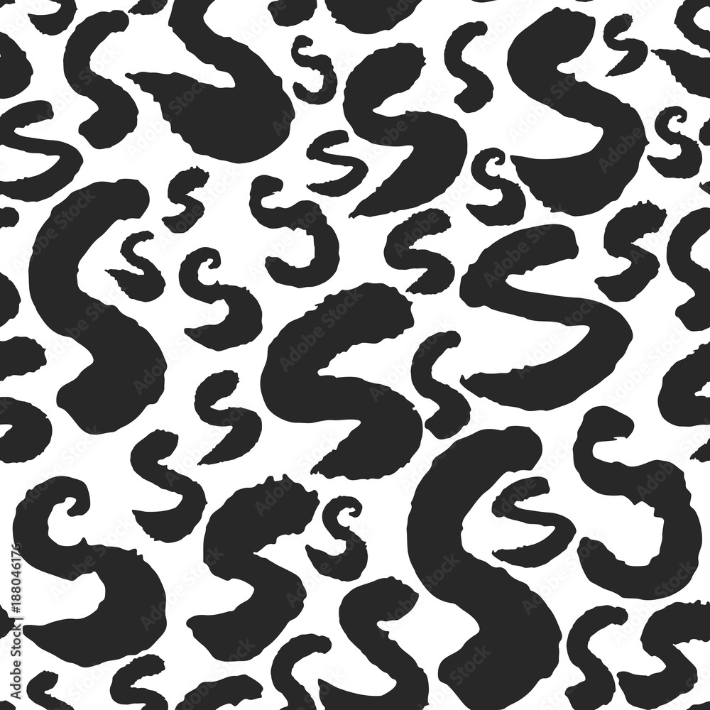 Vector Seamless Pattern with Calligraphy Letters S