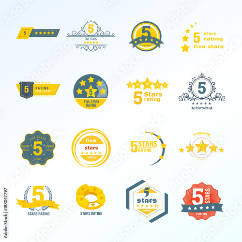 Set, collection of various design elements in form of rating.