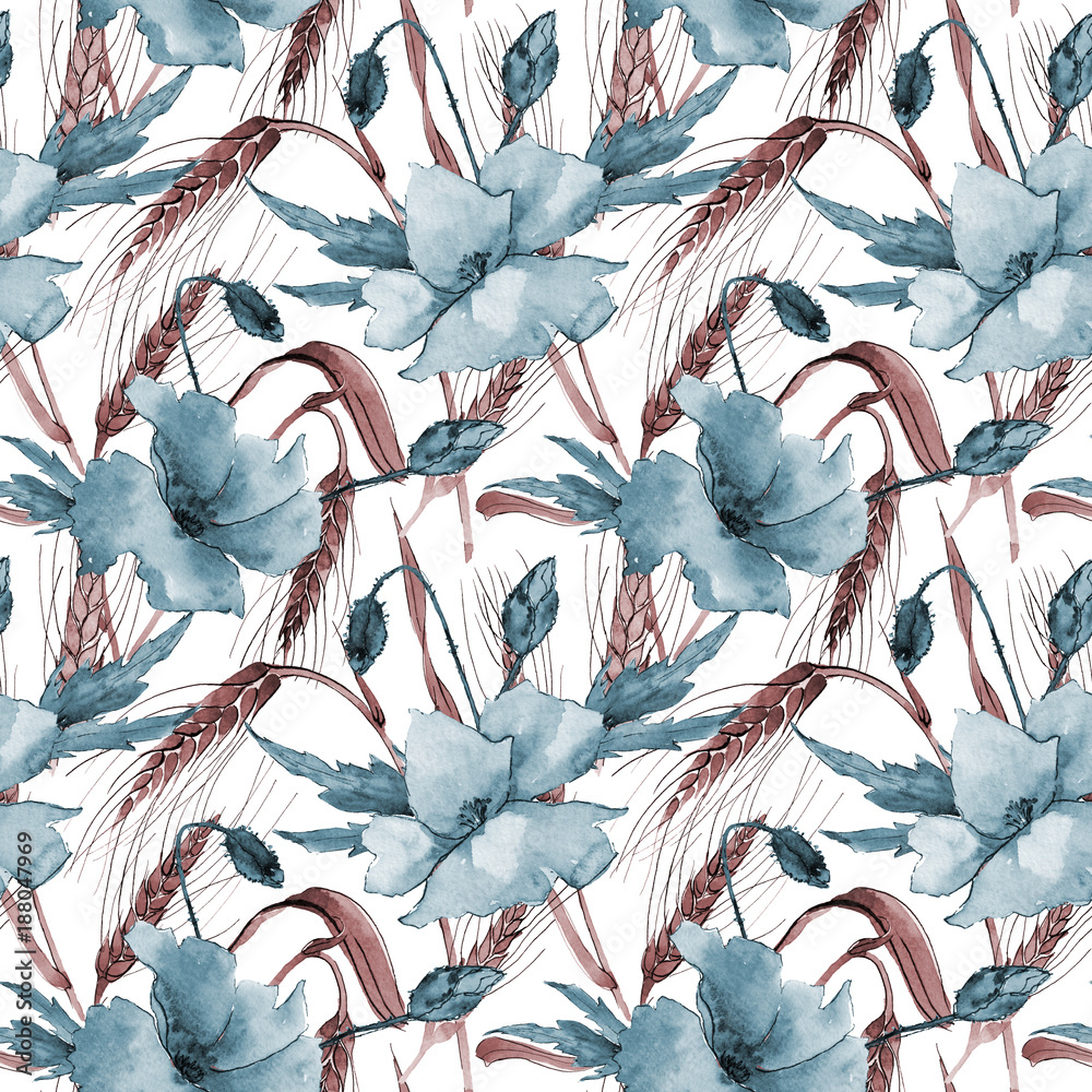 Wildflower spica flower pattern in a watercolor style. Full name of the plant: ear, spike, spica. Aquarelle wild flower for background, texture, wrapper pattern, frame or border. Wildflower spica flower pattern in a watercolor style. Full name of the plant: ear, spike, spica. Aquarelle wild flower for background, texture, wrapper pattern, frame or border.