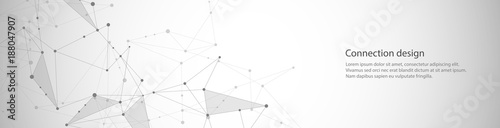 Vector banner design, global connection with lines and dots. Digital geometric abstract background.
