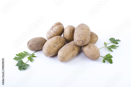 Potatoes on a white background. The vegetable on a white background.