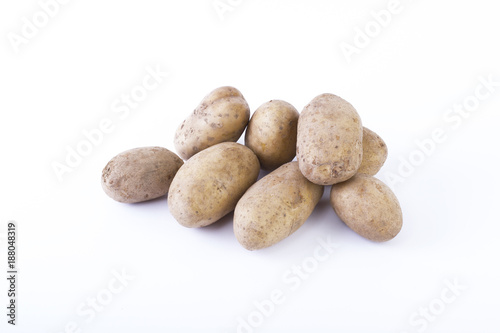 Potatoes on a white background. The vegetable on a white background.