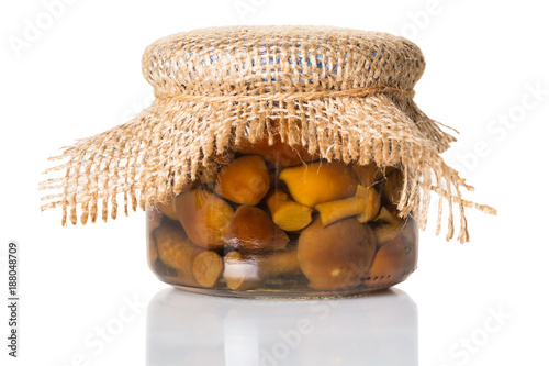pickled mushrooms in a jar