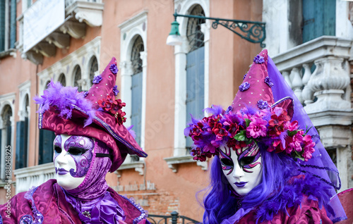 Carnival masks in Venice. The Carnival of Venice is a annual festival held in Venice, Italy. The festival is word famous for its elaborate masks. © lorenza62