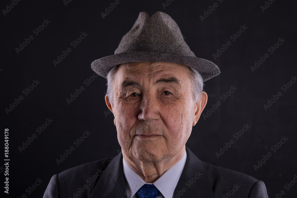 portrait of a pensioner, old man, close-up portrait of a pensioner, old man, close-up