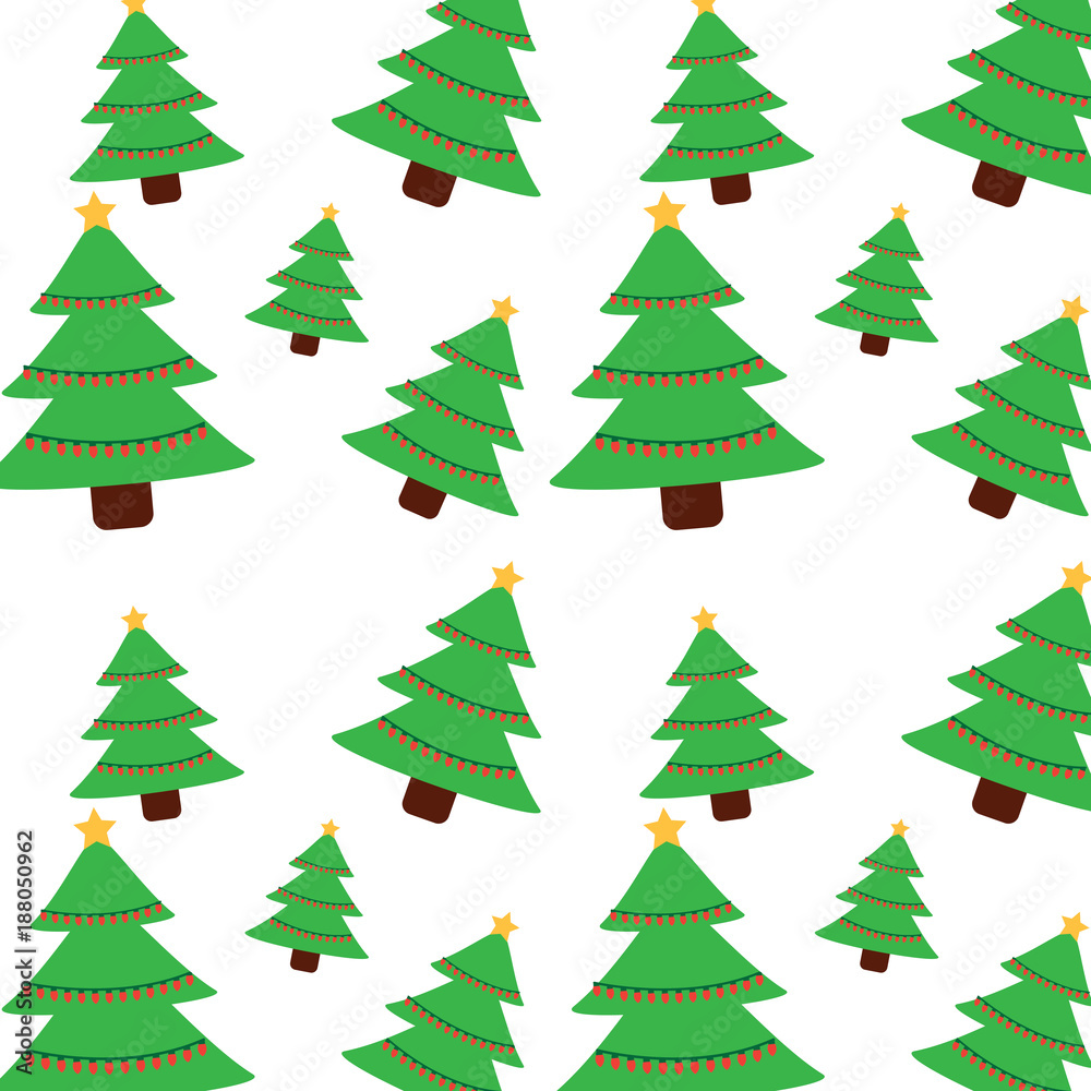 christmas pine tree star lights decoration seamless pattern