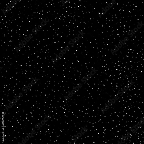 Starry sky hand draw seamless pattern, doodle rings and crosses in galaxy and stars style - endless background. Galaxy background of starry night sky, space repeat seamless