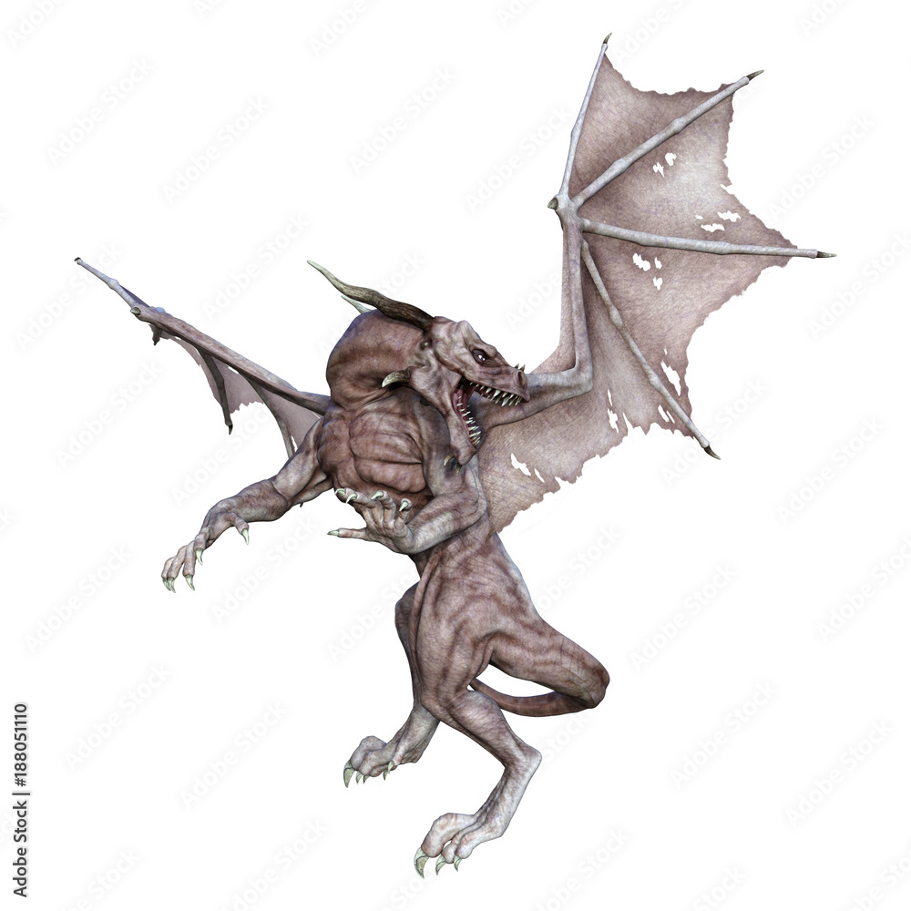 3D Rendering Fantasy Vampire Dragon on White 3D Rendering Fantasy Vampire Dragon on White