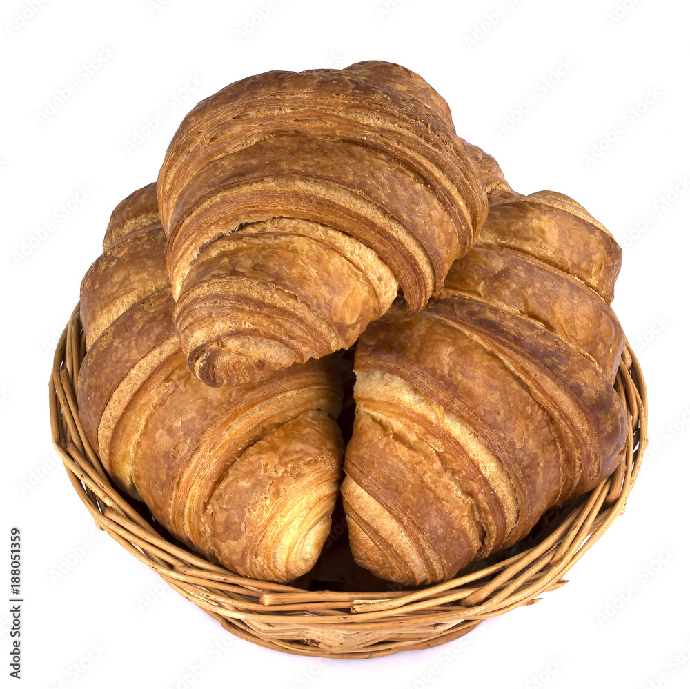 Tasty croissants in a basket