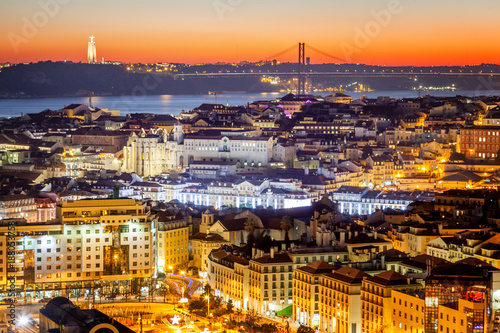 beautiful cityscape, Lisbon, the capital of Portugal at sunset. A popular destination for traveling through Europe, one of the most beautiful cities in the world photo
