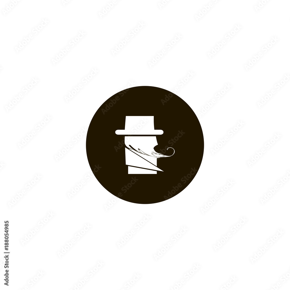 Vector profile view of bearded man wearing hat icon. flat design Vector profile view of bearded man wearing hat icon. flat design