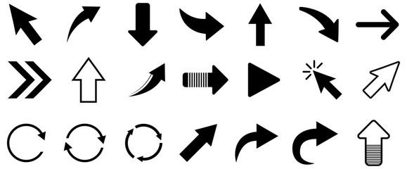 Black arrow vector icon pack