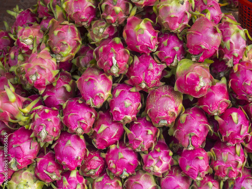 Group of dragon fruit in the market