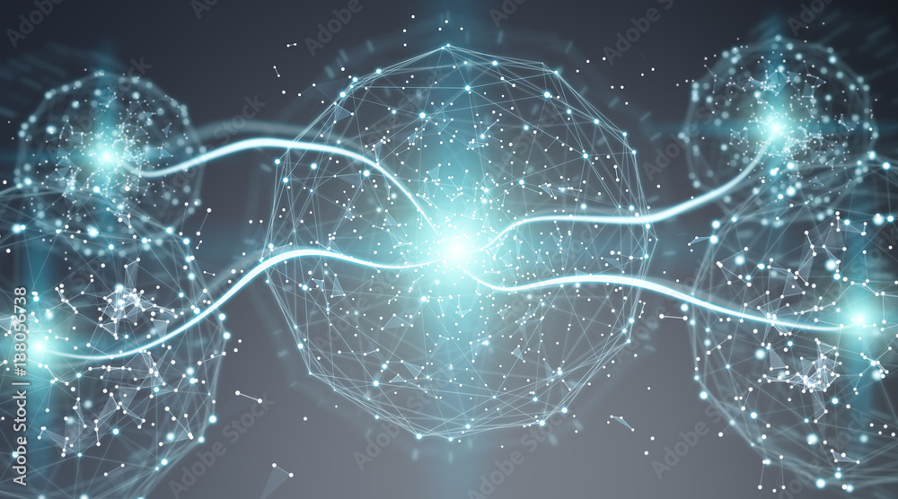 Digital network connection sphere interface 3D rendering Digital network connection sphere interface 3D rendering