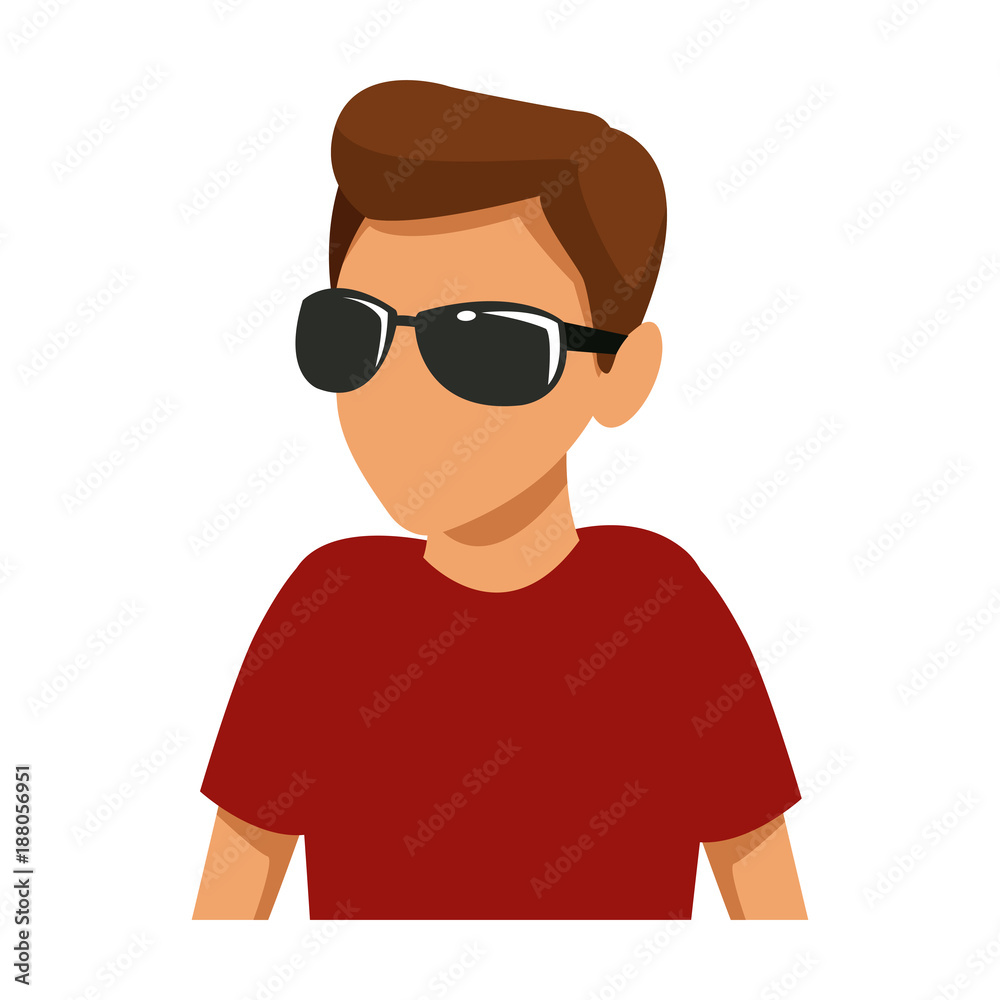 Man with sunglasses cartoon icon vector illustration graphic design