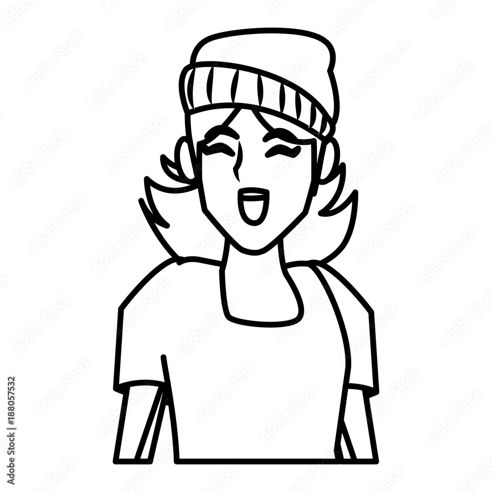 Woman profile smiling cartoon icon vector illustration graphic design
