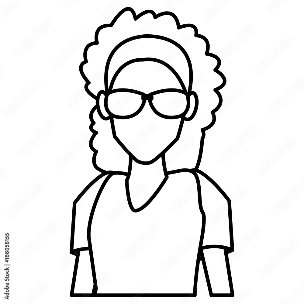 Woman with sunglasses cartoon icon vector illustration graphic design