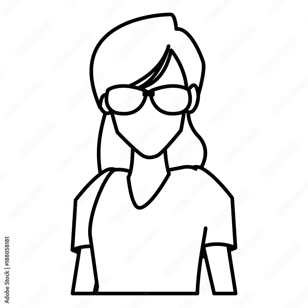 Woman with sunglasses cartoon icon vector illustration graphic design