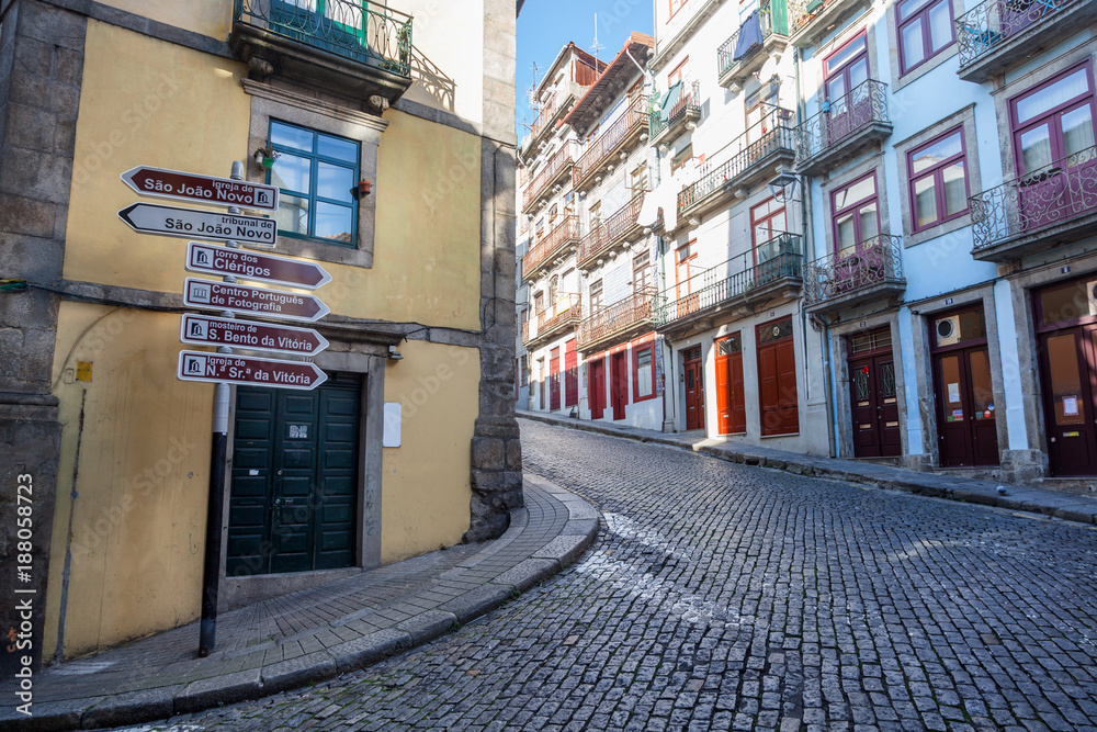 Beautiful cityscape, street in the historic center of Porto, Portugal, old town. A popular destination for traveling in Europe