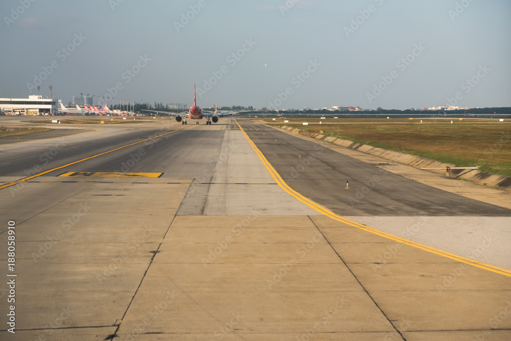 Fototapeta premium Airplane taxi on the taxi way prepare for take off