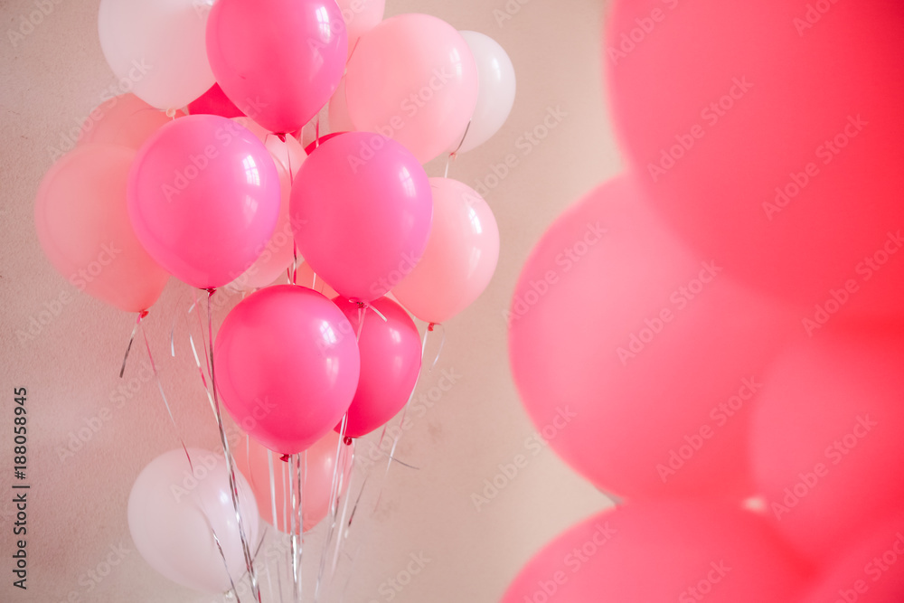 balloons pink red and white